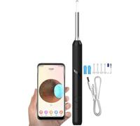 Otoscopio Telecamera Auricolare Intelligente di Sicurezza, Endoscopio HD per Orecchio, Kit per La Rimozione del Cerume, Compatibile con Dispositivi iOS E Android (Color : Black Color, S : Set)