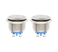 OTOTEC 2 Pezzi 22 Mm Pulsante Momentaneo Interruttore Di Avviamento In Acciaio Inox DC 5 A 250 V AC Profondità Filettatura 13 Mm Per Auto Moto Barche Interruttore Di Contatto Momentaneo
