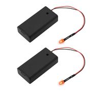 OTOTEC Confezione da 2 allarmi a LED rossi da 5 mm con porta batteria precablato per auto, barca, moto, garage, batterie AA non incluse