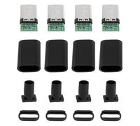 OTOTEC Kit di 10 connettori USB-C a 4 pin Type-C fai da te maschio connettore USB 3.1 maschio con alloggiamento di tipo C Tipo C PCB Board Kit linea di saldatura nero