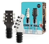 OTOTO Cork n' Roll - Tappi per Vino (Set da 2) a Forma di Chitarra e Basso - Tappi per Bottiglia Divertenti e Funzionali - Regalo Originale per Amanti del Vino e della Musica - Silicone