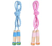 OTraki 2 Pezzi Corda per Saltare per Bambini Regolabile Jump Rope Salto Corda in Cotone con Manico in Legno Naturale Skipping Rope per Bambini Adulti e Donne Uomo per Sport e Fitness