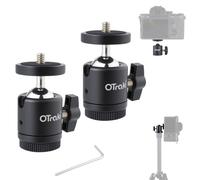 OTraki 2 Pezzi Mini Testa a Sfera Ruotabile di 360 Gradi Testa a Sfera per Treppiede con Adattatore per Attacco Slitta da 1/4'', Tripod Ball Head per Fotocamere DSLR, Treppiedi, Monopiede, Monitor