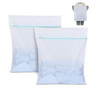OTraki 2 Pezzi Sacchetti Lavatrice Biancheria, Sacchetto Rete Lavatrice 50 x 60 cm con Cerniera in Metallo, Sacchetto Lavanderia per Delicati Sacchetti Biancheria Proteggi Reggiseno Calzini (Bianco)