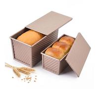 OTraki 2 Pezzi Stampo Pancarre Con Coperchio, Stampo Antiaderente Per Pane Misure Piccola (19 X 9,5 X 8 Cm) E Grande (21 X 11,5 X 11 Cm), Pane In Cassetta Con Fori Di Ventilazione Per Toast E Torte