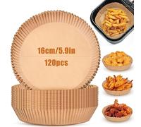 OTraki Carta Forno per Friggitrice Ad Aria, 16cm Carta da Forno Antiaderente Monouso Carta Forno Fogli Usa e Getta Adatto ad Aria ad Olio Rotonde Resistente All'olio Antiaderente per Friggitrice