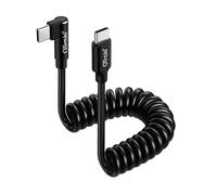 OTraki Cavo USB C a Spirale Corto 240W Cavo USB C Retrattile [0,3-0,8M] Cable USB Type-C 90 Gradi Supporta QC3.0 Compatibile con iPhone 17 16 15, per Samsung Galaxy S25 S24 S23 S22, per iPad Pro Air