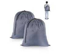 OTraki Laundry Bag con Coulisse 50 x 60 cm 2 Pezzi Sacco Portabiancheria Sporca Pieghevole Portatile Sacchetto Biancheria Sporca da Viaggio per Dormitorio Lavanderia Bagno Apartamento Camp Grigio