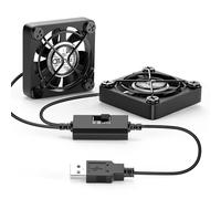 OTraki Nero Mini Ventilatore 40 x 40 x 10mm, Doppio USB Ventola Portatile Compatto PC Ventola con 3 Velocità Regolabili per PS5, Telefono, PC, Laptop, PS4, Proiettori, Router e Altri Dispositivi