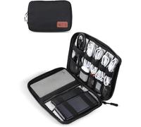 OTraki Organizer Cavi Da Viaggio 25x18x3 Cm, Borsa Porta Cavi Grande Multifunzionale Resistente Viaggio Accessori Utili, Organizer Valigia Per Cavi, Carte, Caricatori, Cuffie (Nero)