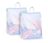 OTraki Sacchetti per Lavatrice 2 Pezzi 30x40cm Bianchi Sacchetti Rete Biancheria con Manici e Cerniera Resistente Rete per Biancheria Riutilizzabili Protezione Indumenti Delicati per Reggiseni Intimo