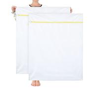 OTraki Sacchetti per Lavatrice 90 x 110 cm, 2 Pezzi Sacchetto Lavatrice con Cerniera Resistente Bucato Lavatrice Borse in Rete per Il Bucato Ideale per Asciugamani, Coperte, Vestiti etc (Giallo)