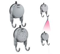 OTraki Set di 2 ganci doppi con ventose, in ABS grigio, salvaspazio, riutilizzabili, senza bisogno di forare, ideali per bagni, docce, cucine o balconi, con distanza tra i ganci di 4,2 cm