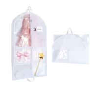 OTraki Telo protettivo pieghevole per abiti, 100 x 60 cm, per bambini, con 4 tasche, copertura corta per vestiti, con slot per identificazione, impermeabile, per viaggi, danza, sport, bianco