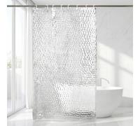 OTraki Tenda da doccia 120 x 180 cm, trasparente 3D, antimuffa, in plastica, impermeabile, con 2 pesi magnetici, per vasca da bagno, con 12 anelli