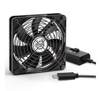 OTraki Ventilatore a piantana, 120 mm, regolabile, 3 velocità, nero | Mini ventilatore 12 cm x 12 cm x 1 cm 1000 1250 1500 giri/min per PC Router PS4