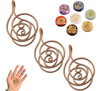 OTroyllvaoT Anelli a spirale in rame per le mani, anelli a spirale Reiki per meditazione e guarigione energetica, polsini energetici fatti a mano per donne e uomini (With Gem-3pcs)