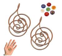 OTroyllvaoT Anelli a spirale in rame per le mani, anelli a spirale Reiki per meditazione e guarigione energetica, polsini energetici fatti a mano per donne e uomini (With Gem-2pcs)