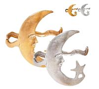 OTroyllvaoT Bracciale aperto con motivo a stella e luna, polsino regolabile con luna e stella, accessorio versatile ideale per le donne (2 Mix)