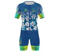 Otso Swim Bike Run Flower Short Sleeve Trisuit Blu XS Donna Multicolour