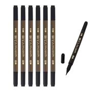 OTSUMAMI TOKYO Set di 6 penne a pennello per calligrafia giapponese, doppia punta (fine e grassetto), inchiostro nero per lettering, arte, disegno e diario, realizzate in Giappone (6)