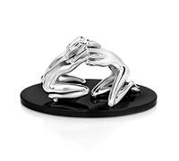 OTTAVIANI Scultura Fusione 23399 Collezione Abbraccio Rivestita in Argento 925 Lucido con Base Ovale in Legno Laccato Nero. Dimensioni Base cm 26 x 11. H. cm 13