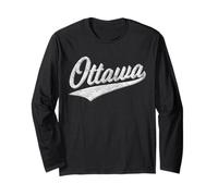 Ottawa Canada Bandiera Sports Baseball Script Maglia Swoosh Maglia a Manica