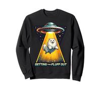 Ottenere Il Fluffy Fuori Alien Fluffy Cat UFO Humor Galaxy Felpa