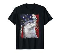 Otter Butterfly Bandiera americana 4 luglio Indipendenza americana Maglietta