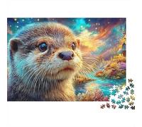Otter by Enchanted River And Cottages Puzzle Da 1000 Pezzi Adorable Otter Sfida Di Ingegno Per Tutte Le Età 52x38cm/1000pcs