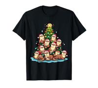 Otter Christmas Tree Funny Water Weasel Holiday Maglietta