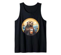 Otter Coffee Lover Cozy River Wildlife Mattina Opera d'Arte Canotta