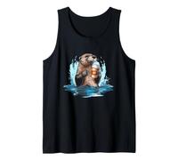 Otter Coffee Lover Cozy River Wildlife Mattina Opera d'Arte Canotta