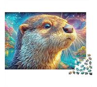 Otter Gazing at The Starlit Sky Puzzle Da 1000 Pezzi Per Adulti E Bambini Dai 12 Anni in Su Adorable Otter Gioco Di Sfida E Di Ingegno 38x26cm/1000pcs