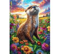 Otter in A Blooming Wildflower Meadow Puzzle 1000 Pezzi Sfida Impossibile Difficile Science Fiction Magical Dream Rompicapo Per Adulti Amanti Del Puzzle Rilassamento E Stimolo Intellettuale Regalo Lui