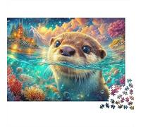 Otter in Magical Underwater World Puzzle Da 1000 Pezzi Adorable Otter Qualità Premium, Ottimo Gioco Per Adulti E Bambini Otter in Magical Underwater World