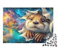 Otter Peeking from A Tear Puzzle Da 1000 Pezzi Adorable Otter Sfida Di Ingegno Per Tutte Le Età 70x50cm/1000pcs