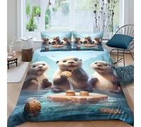 Otter snacksSet Di Copripiumino ultra microfibra 3 pezzi motivo 3D con cerniera Cartoon animal fun copripiumino con federa traspirante ultra morbido e traspirante for bambini Super king（260x220cm）