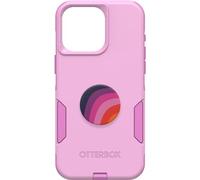 OtterBox Bundle - Custodia serie PEAR Commuter - (Run Wildflower) + PopSockets PopGrip - (Plum Stripe), sottile e resistente, tascabile, con protezione per le porte, PopGrip incluso, rosa