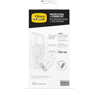 OtterBox Bundle Protettiva Symmetry Clear MagSafe per iPhone 16 Pro Max | Custodia con MagSafe, testata 3x vs norme MIL-STD 810G + vetro Premium Anti Graffio e Caricatore murale EU 30W USB-C GaN