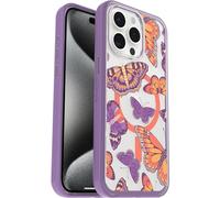 OtterBox Cover per Apple iPhone 15 Pro Max Symmetry Clear MagSafe, resistente a shock e cadute fino; sottile, testata 3x norme MIL-STD 810G, Butterfly Flutter