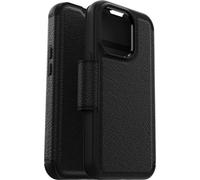 OtterBox Cover per iPhone 14 Pro Strada, resistente a shock e cadute, vero cuoio, 2 slot carte di credito, testata 3x vs norme MIL-STD 810G, Nero