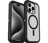 OtterBox Cover per iPhone 15 Pro Defender XT con MagSafe, resistente a shock e cadute, cover ultra robusta, testata 5x vs le norme anti caduta MIL-STD 810G,Trasparente/Nero