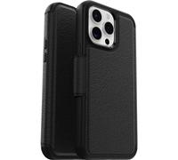 OtterBox Cover per iPhone 15 Pro Max Strada per MagSafe, resistente a shock e cadute, vero cuoio, 2 slot carte di credito, testata 3x vs norme MIL-STD 810G, Nero