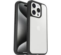 OtterBox Cover per iPhone 15 Pro React Series, resistente a shock e cadute fino, cover ultrasottile, testata a norme MIL-STD 810G, Trasparente/Nero