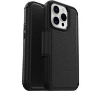 OtterBox Cover per iPhone 15 Pro Strada per MagSafe, resistente a shock e cadute, vero cuoio, 2 slot carte di credito, testata 3x vs norme MIL-STD 810G, Nero