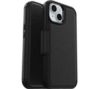 OtterBox Cover per iPhone 15 Strada per MagSafe, resistente a shock e cadute, vero cuoio, 2 slot carte di credito, testata 3x vs norme MIL-STD 810G, Nero