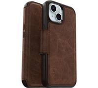 OtterBox Cover per iPhone 15 Strada per MagSafe, resistente a shock e cadute, vero cuoio, 2 slot carte di credito, testata 3x vs norme MIL-STD 810G, Marrone
