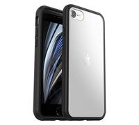 OtterBox Cover per iPhone SE (3rd/2nd gen)/8/7, React Series, resistente a shock e cadute fino, cover ultrasottile, testata a norme MIL-STD 810G,Trasparente/Nero
