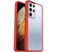 OtterBox Cover per Samsung Galaxy S21 Ultra 5G React Series, Resistente a Shock e Cadute Fino, Cover Ultrasottile, Testata a Norme Mil-Std 810G, Trasparente/Rosso